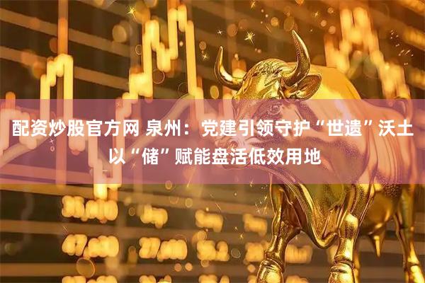 配资炒股官方网 泉州：党建引领守护“世遗”沃土 以“储”赋能盘活低效用地